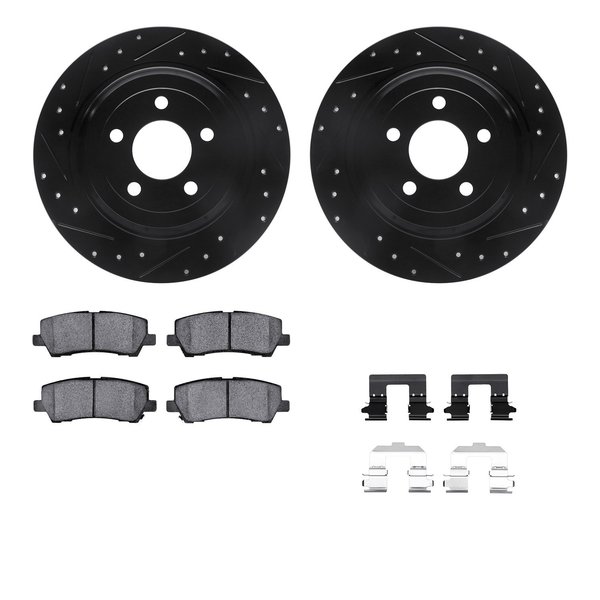 Dynamic Friction Co 8512-54083, Rotors-Drilled and Slotted-Black w/ 5000 Advanced Brake Pads incl. Hardware, Zinc Coated 8512-54083